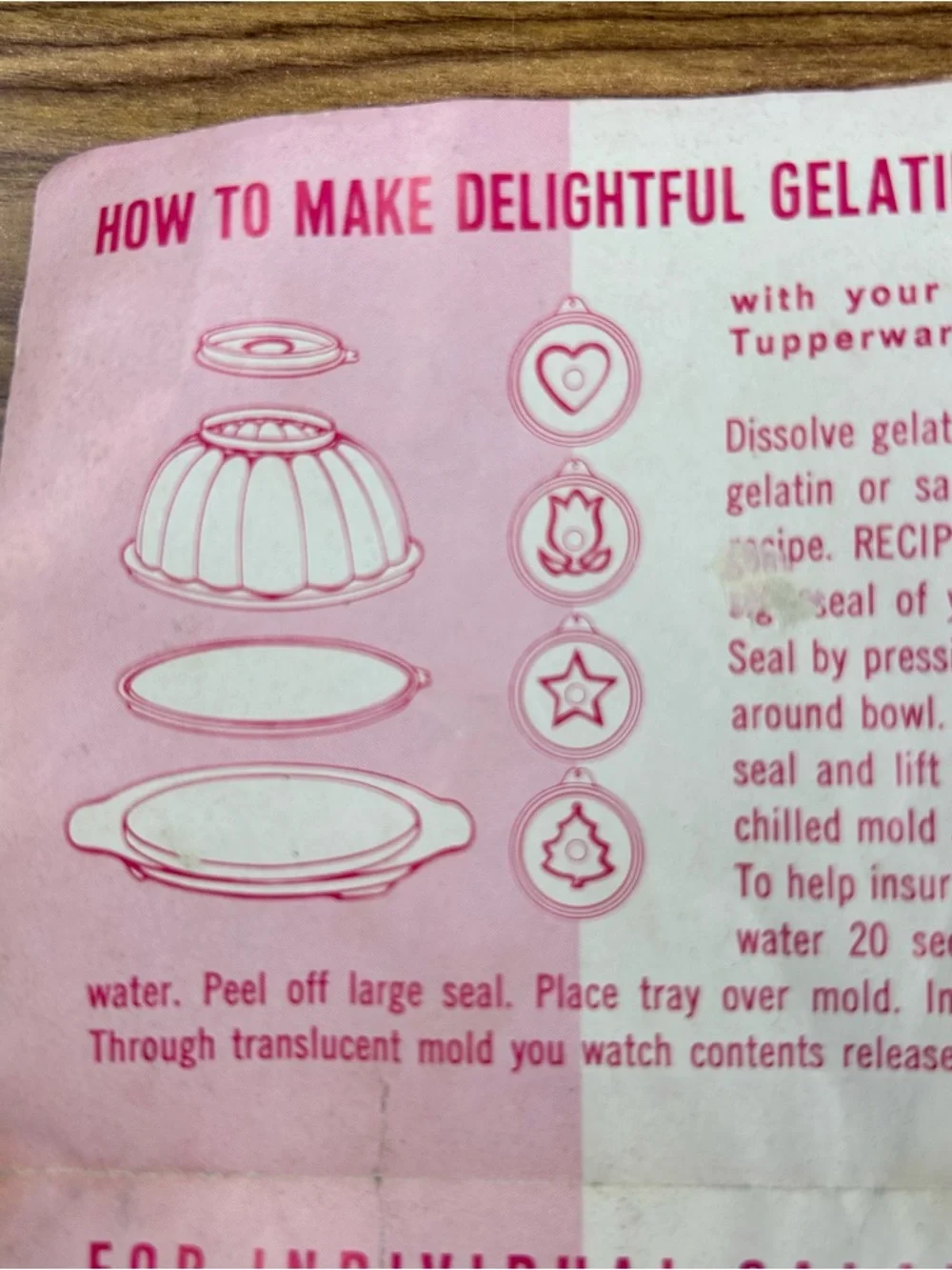 Vintage Tupperware JEL-N-SERVE Jello Mold 4 Design Inserts Lid Booklet